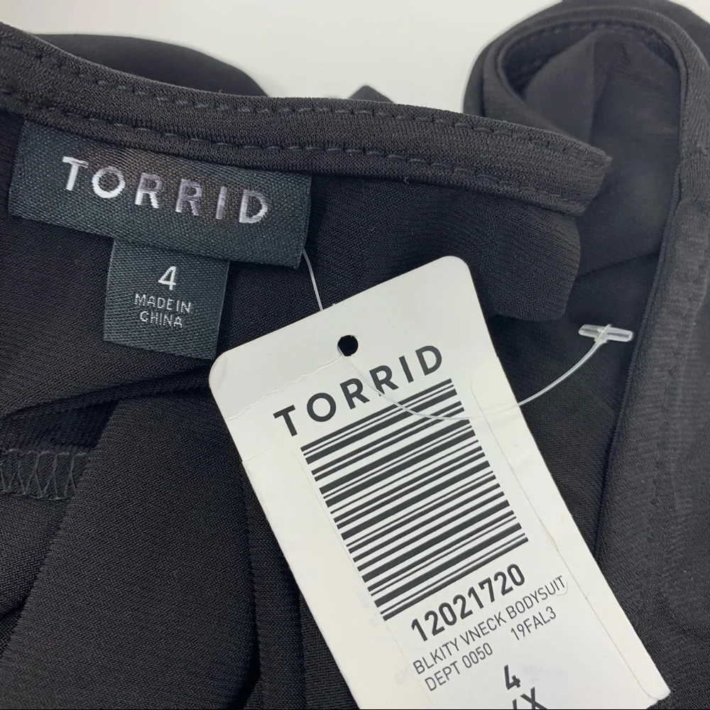 NEW TORRID BLACK STUDIO KNIT V-NECK BODYSUIT - Picture 10 of 11